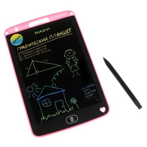 Графический планшет для рисования и заметок LCD Maхvi MGT-01С, 8.5”, цветной дисплей, розовы