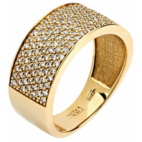 Кольцо Эстет, желтое золото, 750 проба, бриллиант, размер 17.5, бесцветный