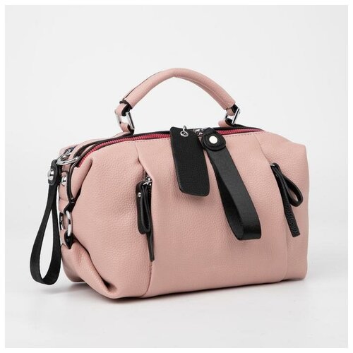 фото Саквояж, 2 отдела на молниях, длинный ремень, цвет розовый нет бренда
