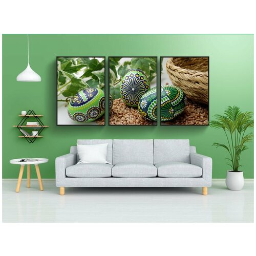 фото Набор модулных постеров для интерьера "лужицкие пасхальные яйца, пасхальные яйца, пасхальное яйцо" 60x90 см. в тубусе, без рамки lotsprints