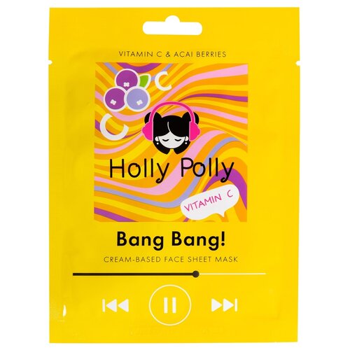 Holly Polly Тканевая маска Витаминная с витамином С и ягодами асаи Bang Bang!, 22 г, 22 мл