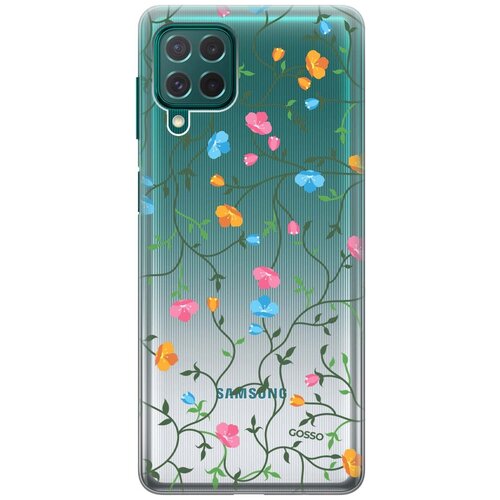 Силиконовый чехол на Samsung Galaxy M32, Самсунг М32 с 3D принтом Сurly Flowers прозрачный силиконовый чехол на samsung galaxy m32 самсунг м32 с 3d принтом flowers and fern прозрачный