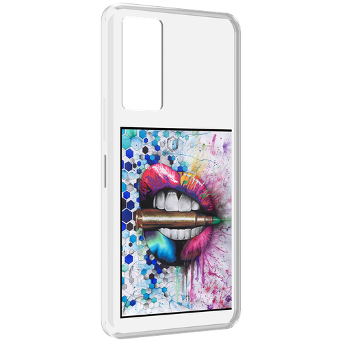Чехол MyPads разноцветные губы с пулей для Infinix Note 11 задняя-панель-накладка-бампер