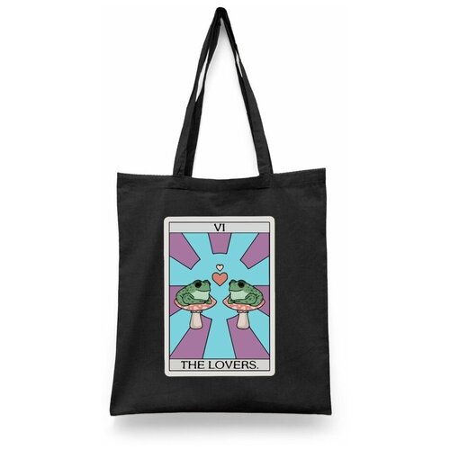 фото Сумка-шоппер унисекс каждому своё "лягушка/жаба/frog" черная