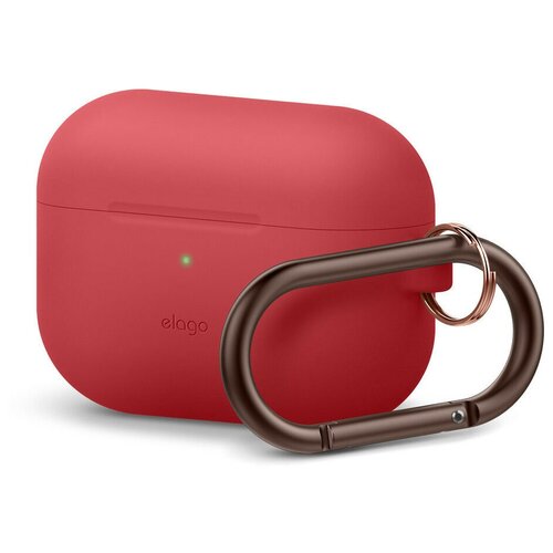 фото Силиконовый чехол с карабином elago silicone hang case для airpods pro, цвет красный (eappor-hang-rd)