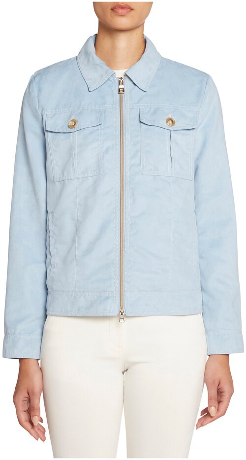 куртка  GEOX Licena демисезонная, укороченная, силуэт прямой, карманы, без капюшона, подкладка, размер 44, голубой
