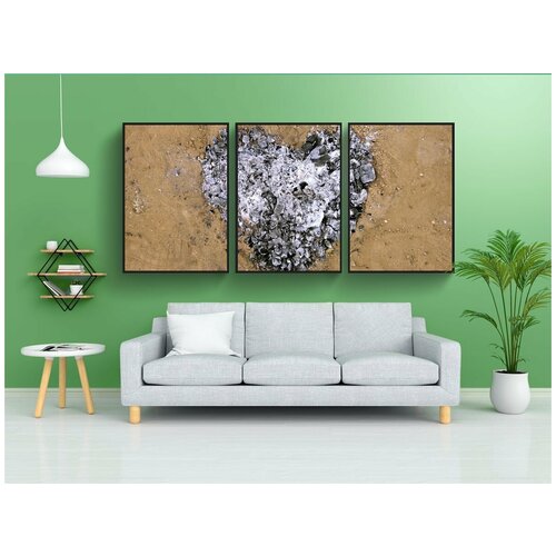 фото Набор модулных постеров для интерьера "сердце, пепел, пожар" 60x90 см. в тубусе, без рамки lotsprints