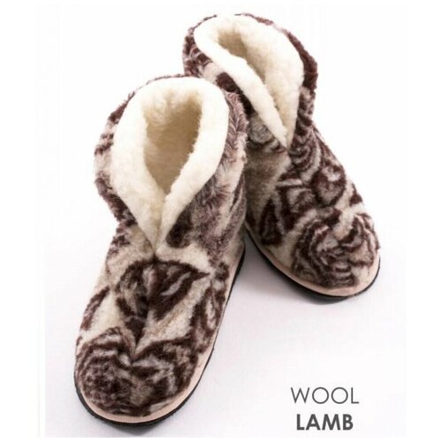 фото Чуни меховые антарктида из овечьей шерсти на войлоке р.40-41 wool lamb