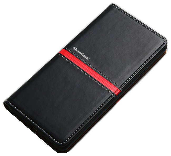 Чехол-книжка MyPads для Samsung Galaxy A01 SM-A015F (2020) водоотталкивающий с мульти-подставкой на жесткой металлической основе черный с красной.