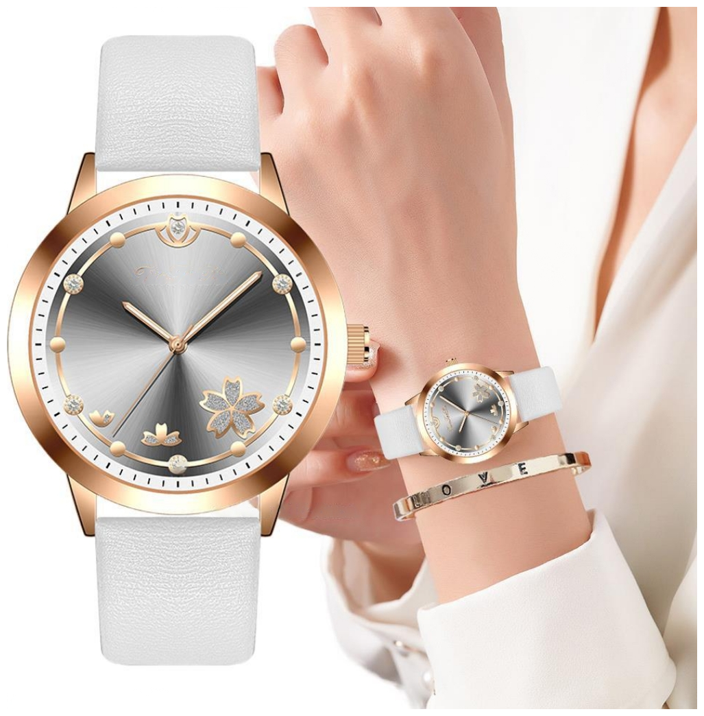 Наручные часы женские кварцевые с цветочным дизайном DQG