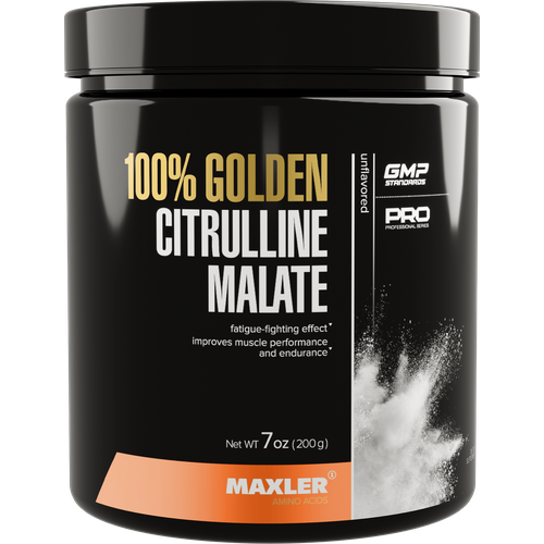 Цитруллин малат Maxler 100% Golden Citrulline Malate 200г, повышающий выносливость, снижающий утомляемость, улучшающий восстановления ravnutrition citrulline malate 1000 mg 100 таблеток