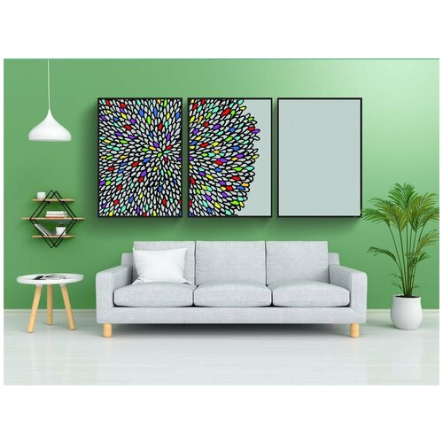 фото Набор модулных постеров для интерьера "шаблон, разноцветный, цветок" 60x90 см. в тубусе, без рамки lotsprints