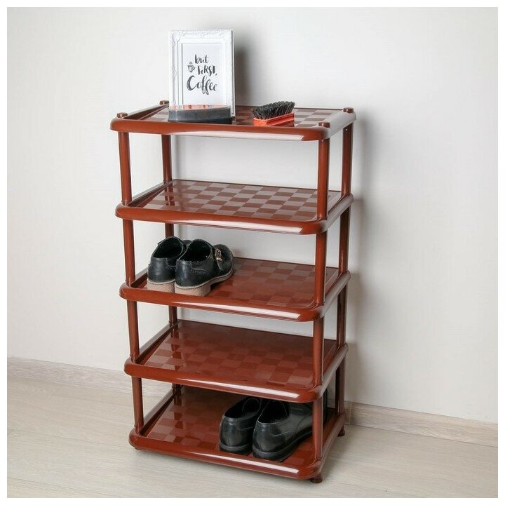 IDEA Полка для обуви «Универсал», 5 ярусов, 49,7×30,7×83,7 см, цвет коричневый - фотография № 2