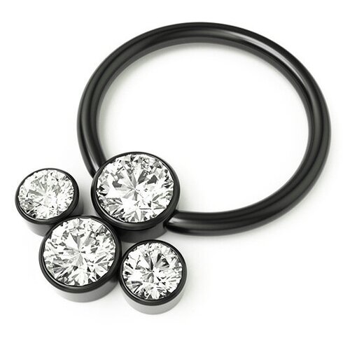 Пирсинг в септум кольцо черное с кристаллами