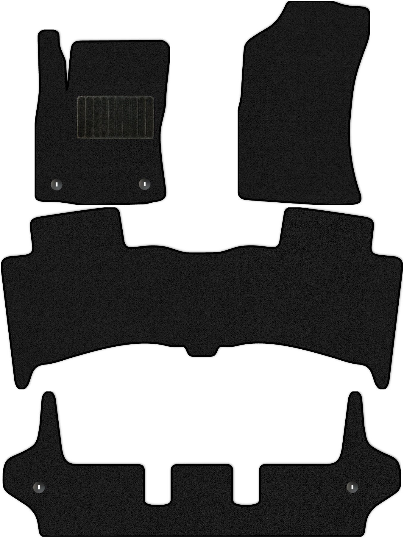 Коврики в салон текстильные Allmone "Стандарт" для Toyota Fortuner 2 (AN160) 2015 - Н. В. +3 ряд, черные, 4шт. / Тойота Фортунер 2