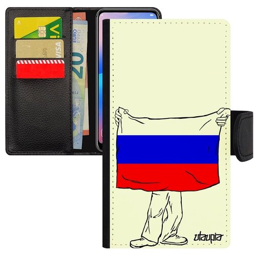 фото Чехол-книжка для мобильного // apple iphone 8 // "флаг россии с руками" дизайн стиль, utaupia, белый