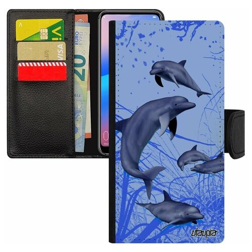 фото Чехол-книжка на телефон redmi 6a, "дельфины" киты животные utaupia