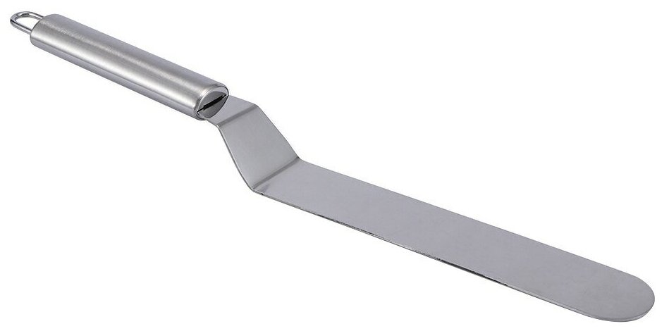 фото Лопатка кондитерская изогнутая, палетка, шпатель для торта с металлической ручкой, 32 см.