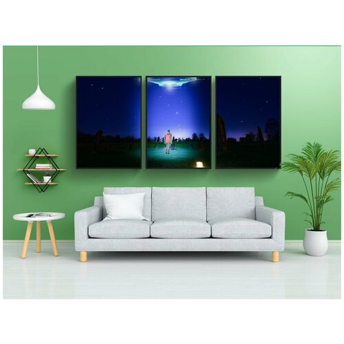 фото Набор модулных постеров для интерьера "нло, ночная фотография, фотография" 60x90 см. в тубусе, без рамки lotsprints