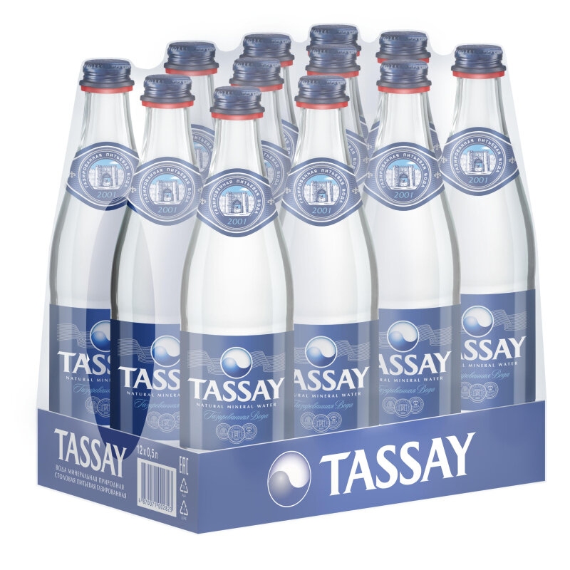 Вода TASSAY газированная стекло 0,5 12шт/уп