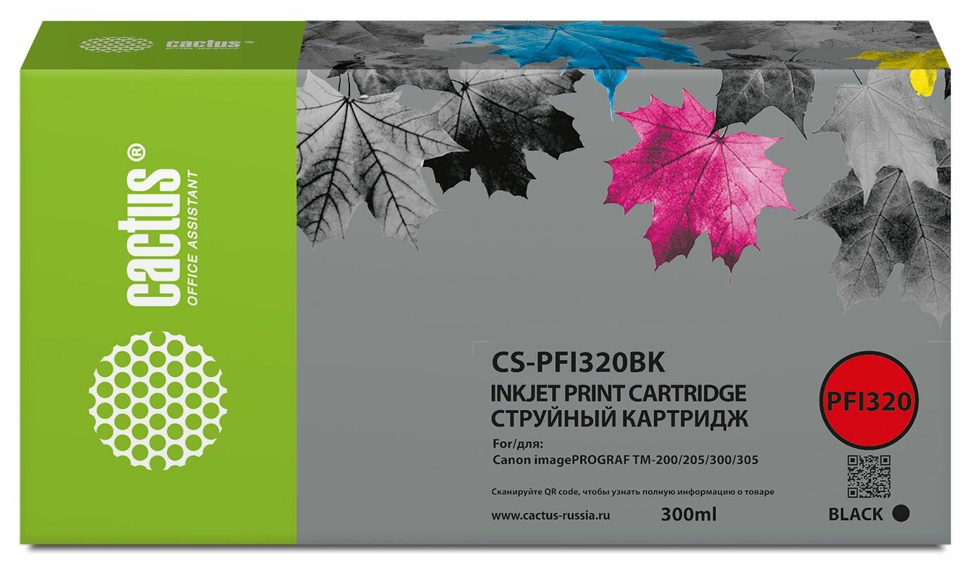 Cactus CS-PFI320BK картридж струйный (Canon PFI-320BK - 2890C001) черный 300 мл