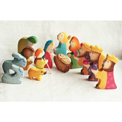 Мастерская Михеевых / Набор развивающих игрушек Вертеп Рождественский 14шт. / деревянные игрушки / интерьерное украшение