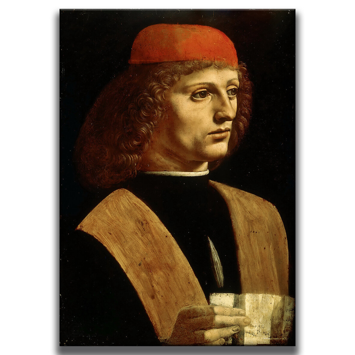 Картина для интерьера на холсте Леонардо да Винчи «Портрет музыканта» 30х42, холст натянут на подрамник