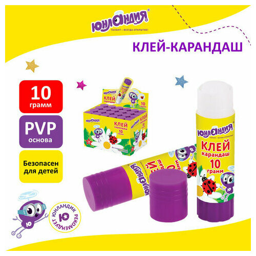 Клей-карандаш юнландия юнландик И божья коровка 10 г улучшенный, 24 шт