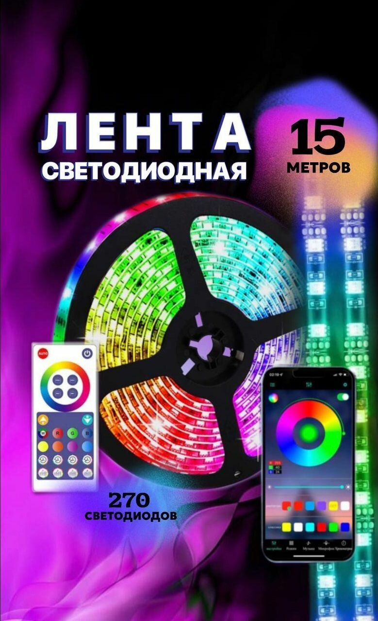 Лента светодиодная RGB LED с пультом многоцветная