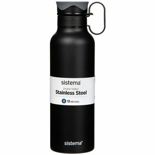 Бутылка Sistema с петелькой, 600мл, черная, 565