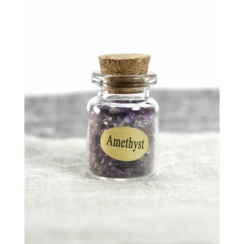Аметист в баночке - 2-3 мм оберег натуральный камень стекло 1 шт - символ гармонии и миролюбия 418₽