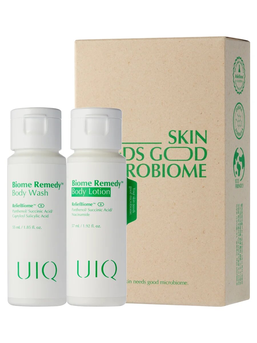 Подарочный набор для тела «Вашей коже нужен здоровый микробиом» UIQ Biome Remedy Mini Duo 55 мл + 57 мл