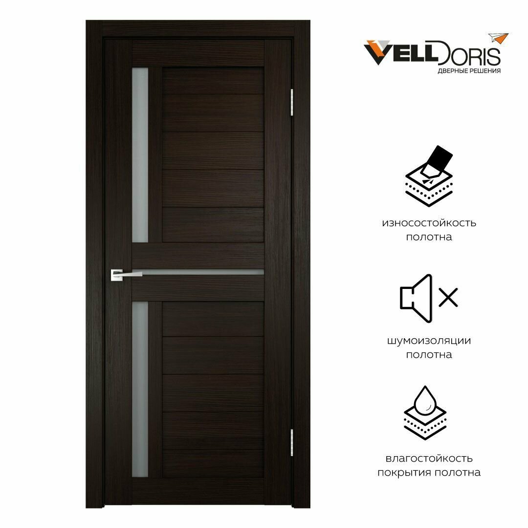 Дверь межкомнатная VellDoris DUPLEX 3, венге, 900x2000, LR, стекло мателюкс, без врезки замка и петель