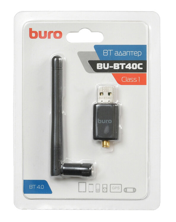 Адаптер USB Buro BU-BT40С Bluetooth 4.0+EDR class 1 100м черный - фото №3