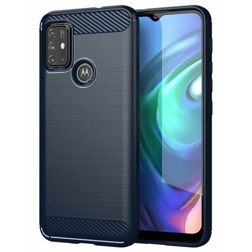 Накладка силиконовая для Motorola Moto G20 карбон сталь синяя чехол задняя панель накладка бампер mypads лесная чаща для motorola moto g10 moto g10 power moto g20 moto g противоударный