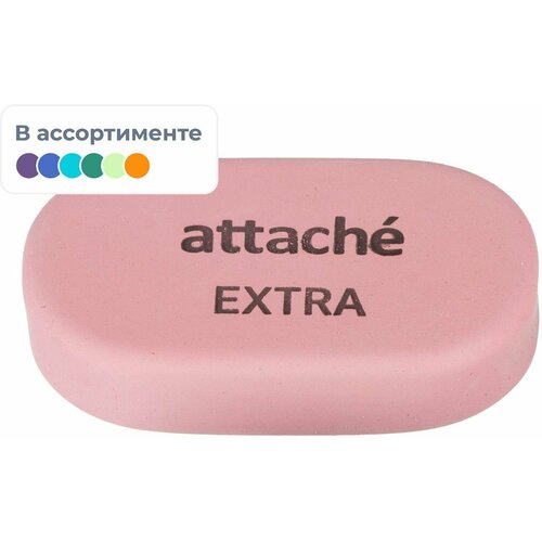 Ластик овальный Attache Extra, нат. каучук, 45x28x10мм, пастельн. ассорти