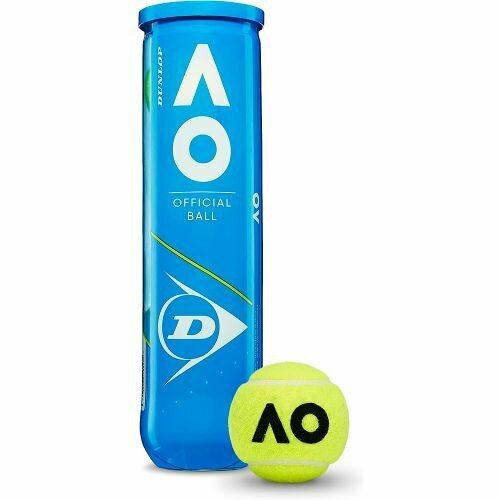 Мячи для большого тенниса Dunlop Australian Open, 601355, одобр. ITF, фетр, нат. резина. уп.4 шт, желтый