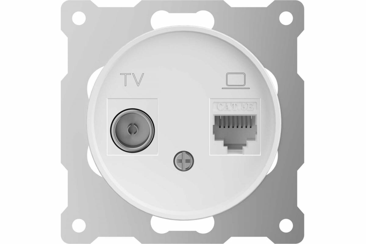 Розетка двойная антенна/компьютер TV/RJ45 кат.5e встраиваемая Onekeyelectro цвет бежевый - фото №7