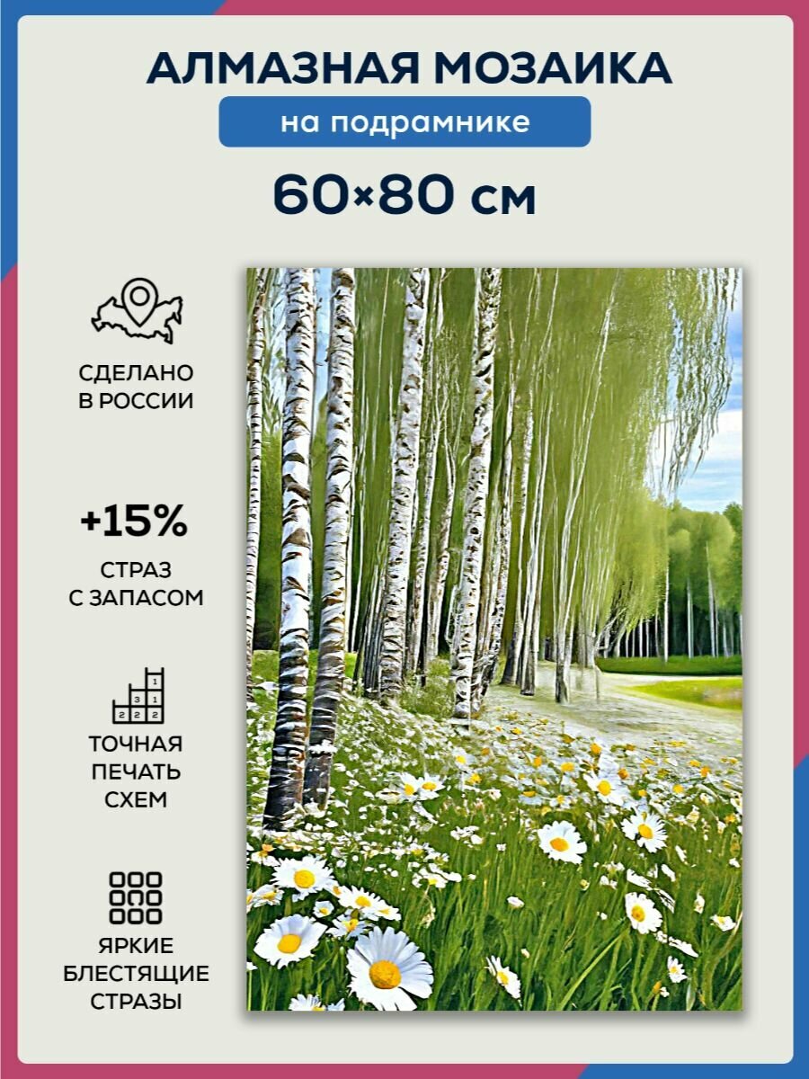 Алмазная мозаика 60x80 Березы в лесу на подрамнике