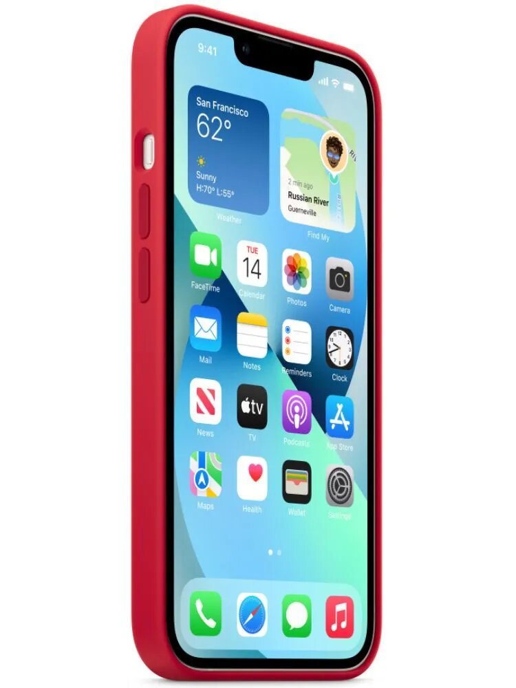 Чехол силиконовый MagSafe для iPhone 13 Red с анимацией NFC, Silicone case MagSafe для айфон 13 - Красный — фото 1
