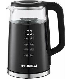 Чайник электрический Hyundai HYK-G6404 1.7л. 2200Вт черный/серебристый (корпус: стекло)