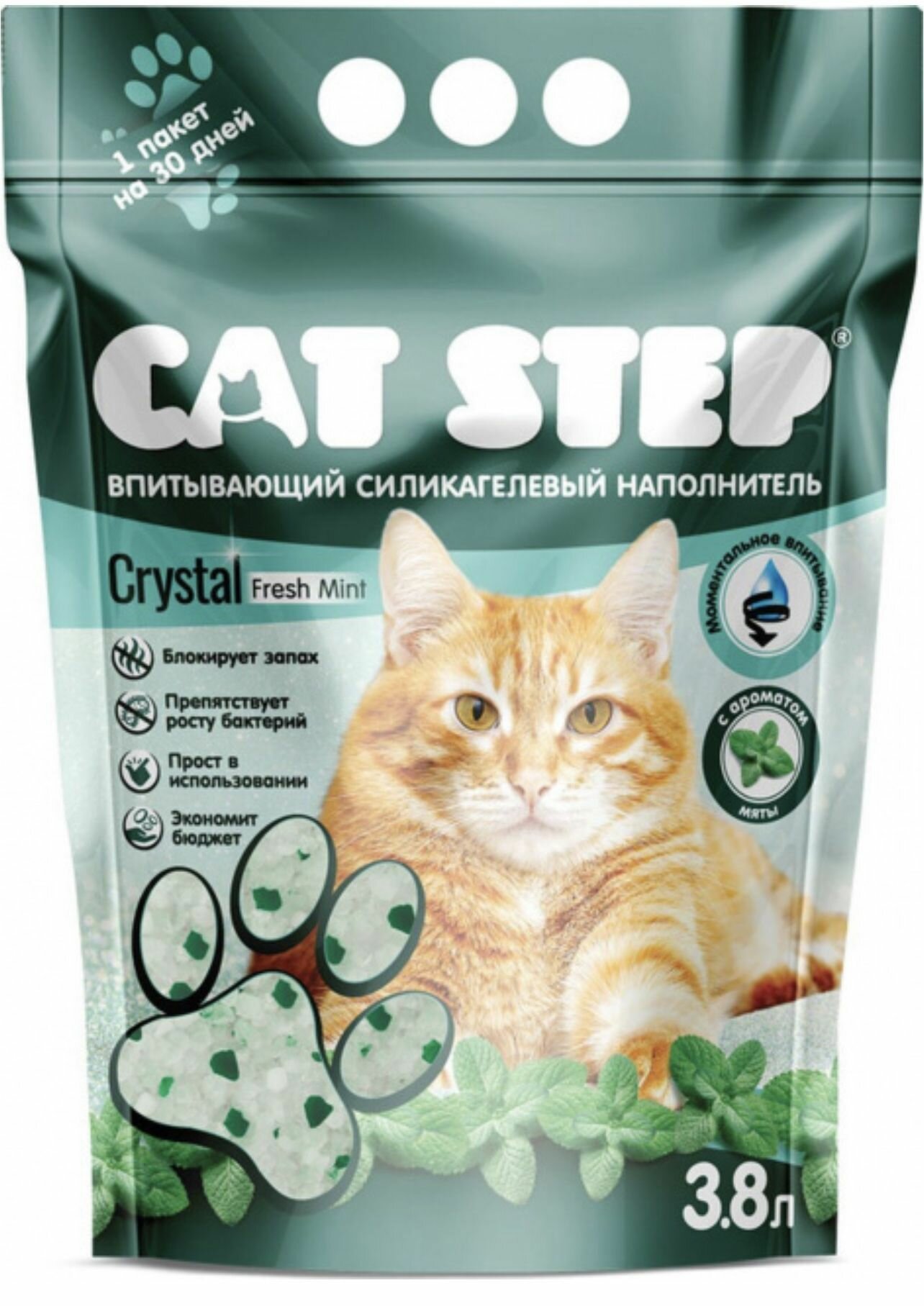 Впитывающий наполнитель Cat Step Arctic Fresh Mint, 3.8л, 1 шт.