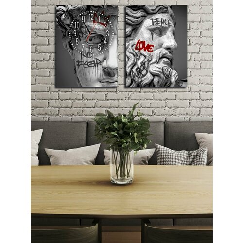 Картины - часы настенные на холсте LOFTime 2 шт 30Х40 скульптуры графити Ч-358-3040