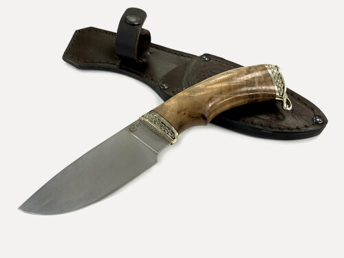 Изображение товара Нож Разделочный, сталь D2, орех кап, литье мельхиор