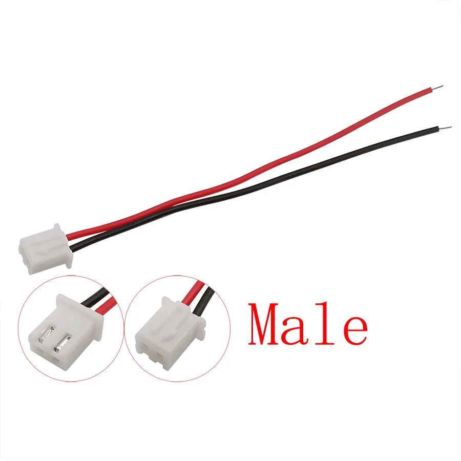 JST XH2.54 2Pin Кабельный соединитель 20см 26AWG, Male, 2Pin, 5Pcs