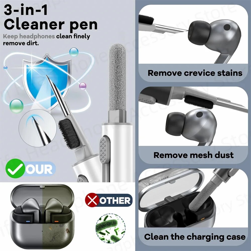 Чехол для Samsung Galaxy Buds 3/Buds3 Pro из кожи/силикона/поликарбоната, with pen, buds3 pro case — фото 1