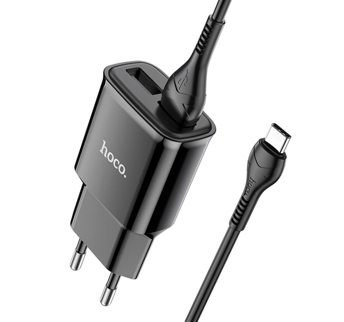 Сетевое зарядное устройство, 2 USB 2.4A (C88A), HOCO, Type-C, черный