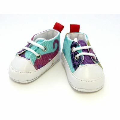 Кеды для кукол совушка Из ткани с рисунком, разноцветные, 1 пара