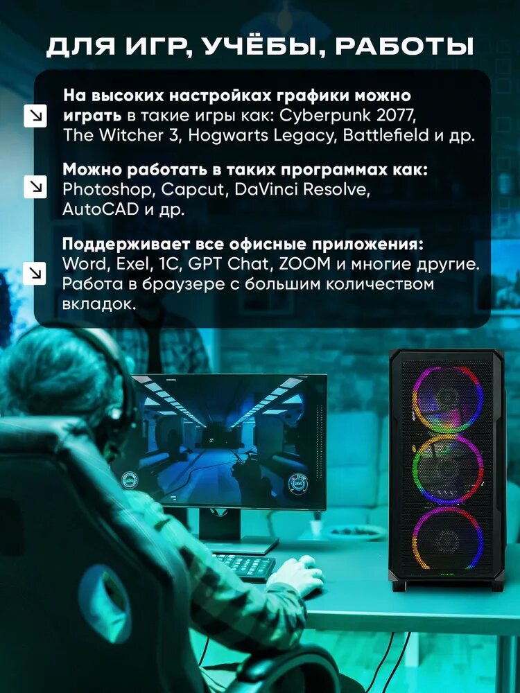 Игровой пк TREIDCOMPUTERS (i5 12400f 2,5 Ghz (6 ядер) / 32 Гб / SSD 960 Gb / GeForce RTX 4060 8 Gb) — фото 1