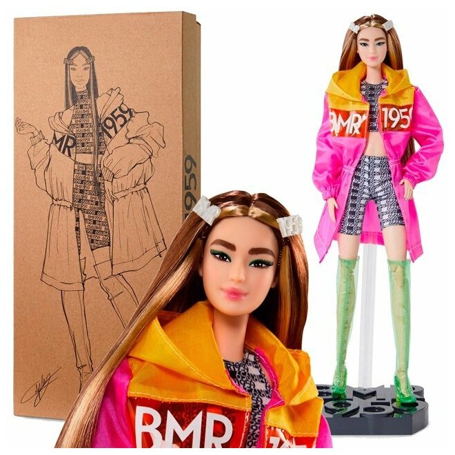 Коллекционная кукла Barbie "BMR 1959" в цветной ветровке (GNC47) - фото №10